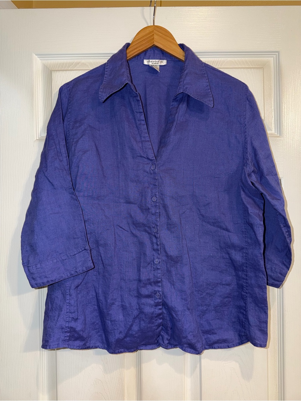 David N Purple Button-Up Linen Shirt - Picture 2 of 5